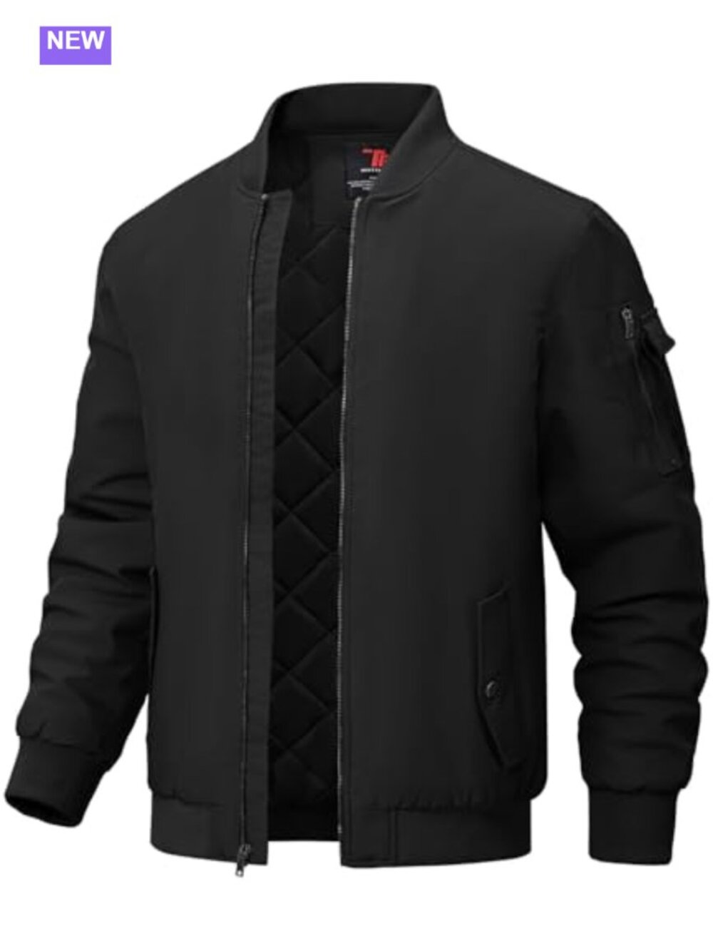 Men's Windproof Quilted Bomber Jacket Casual Fall Winter Warm Padded Coat